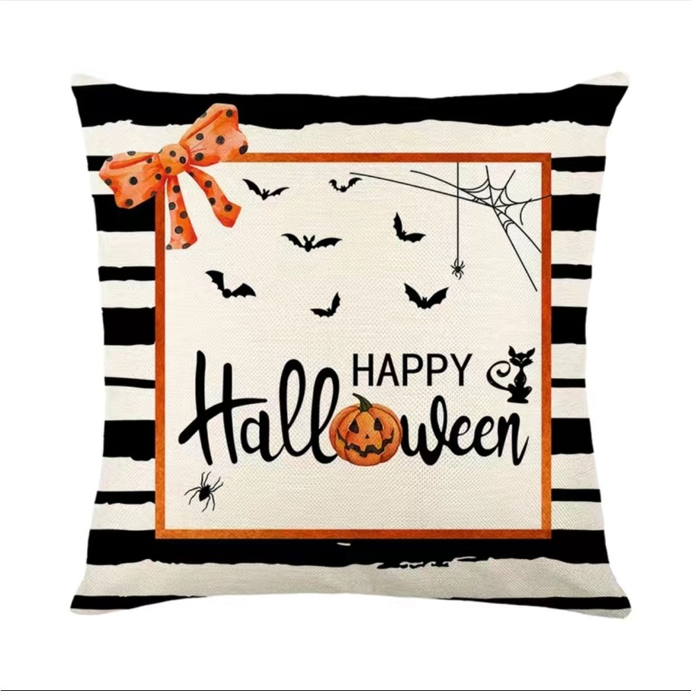 1 Pc‎ Happy Halloween Square Cushion Cover, Fall Zipper Single-sided Printed Pi